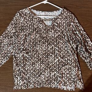Catherine Malandrino Brown and White Patterned Blouse